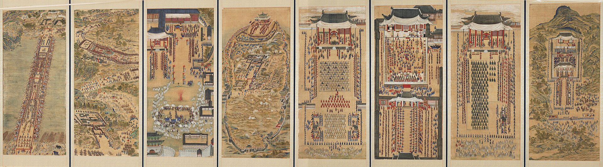 Painting of the Royal Procession to Hwaseong on Eight-panel Folding Screen