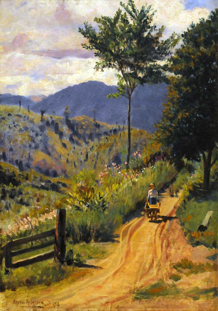 Paisagem serrana com personagem